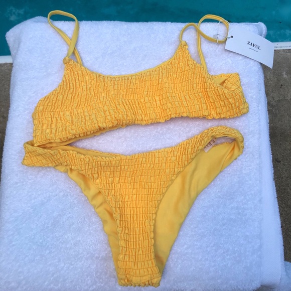 smocked bikini top and bottoms